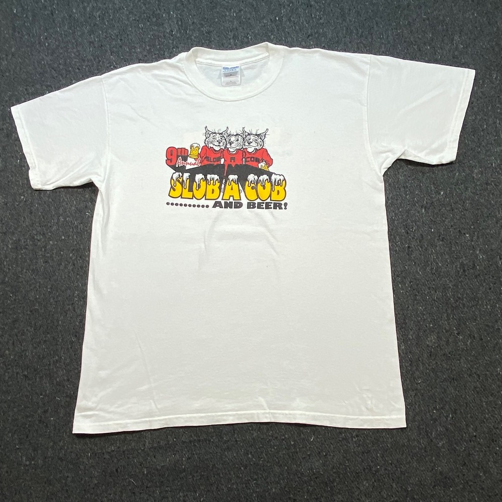 Gildan Vintage 90s Mens XL Slob A Cob Beer 1999 Brownsville WI Graphic T-Shirt